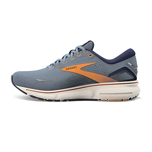 1103931D417 BROOKS MEN GHOST 15 SHOE FLINTSTONE/PEACOAT/ORANGE POP SIZE 9 - Like New
