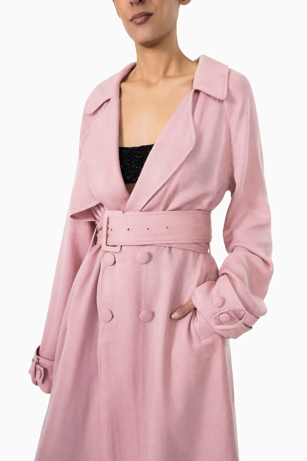 Barely Pink Pashmina Trench Coat