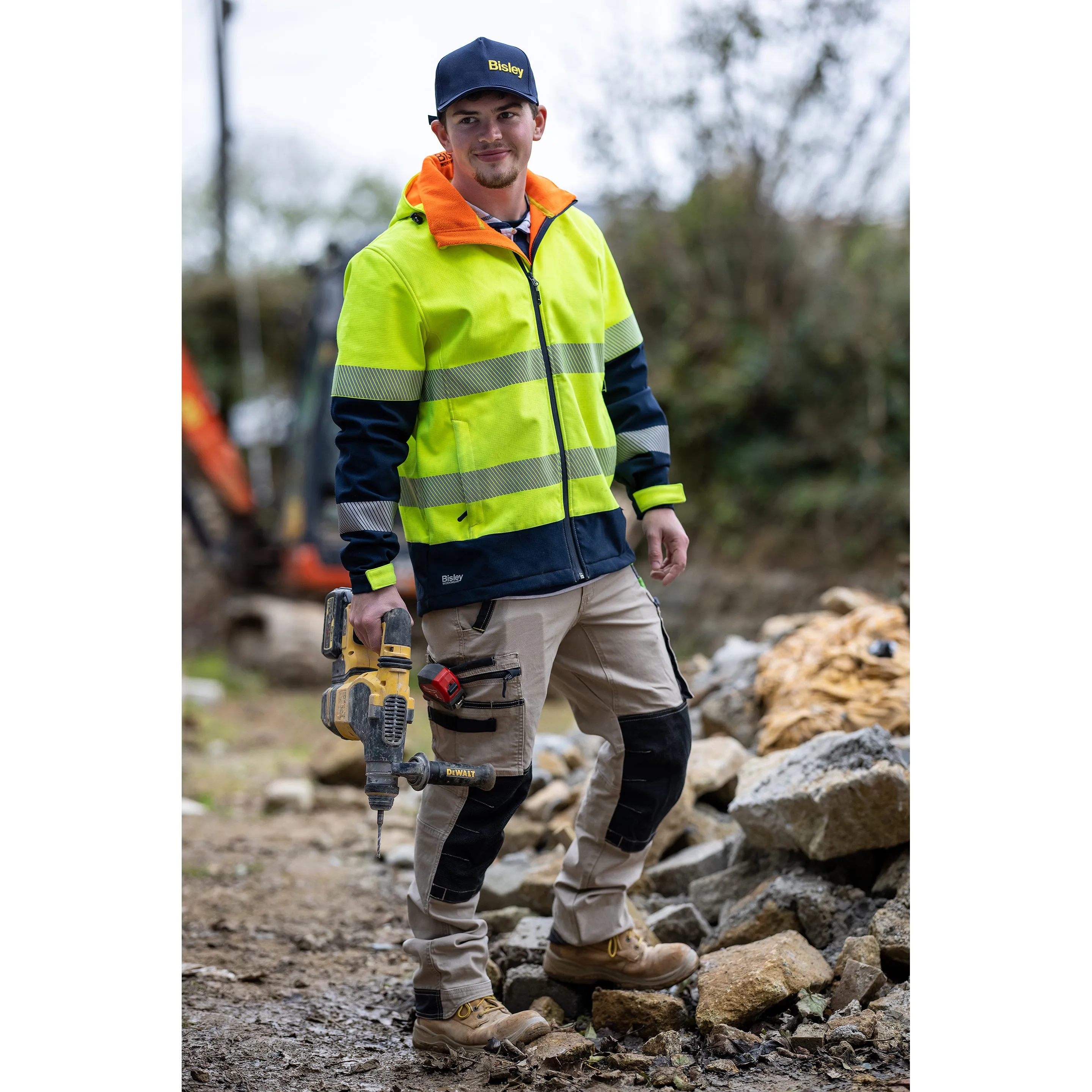 Bisley 3M Taped Hi Vis Ripstop Bonded Fleece Jacket - Yellow Or Orange