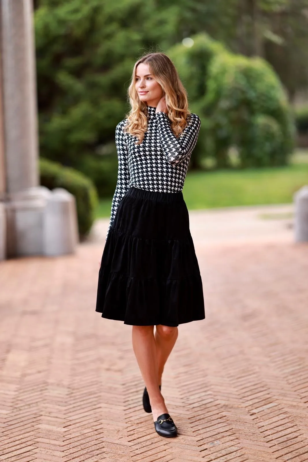 Bliss Printed Turtleneck - Houndstooth