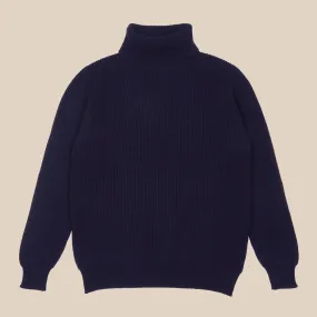 Cashmere ribbed submariner rollneck in navy