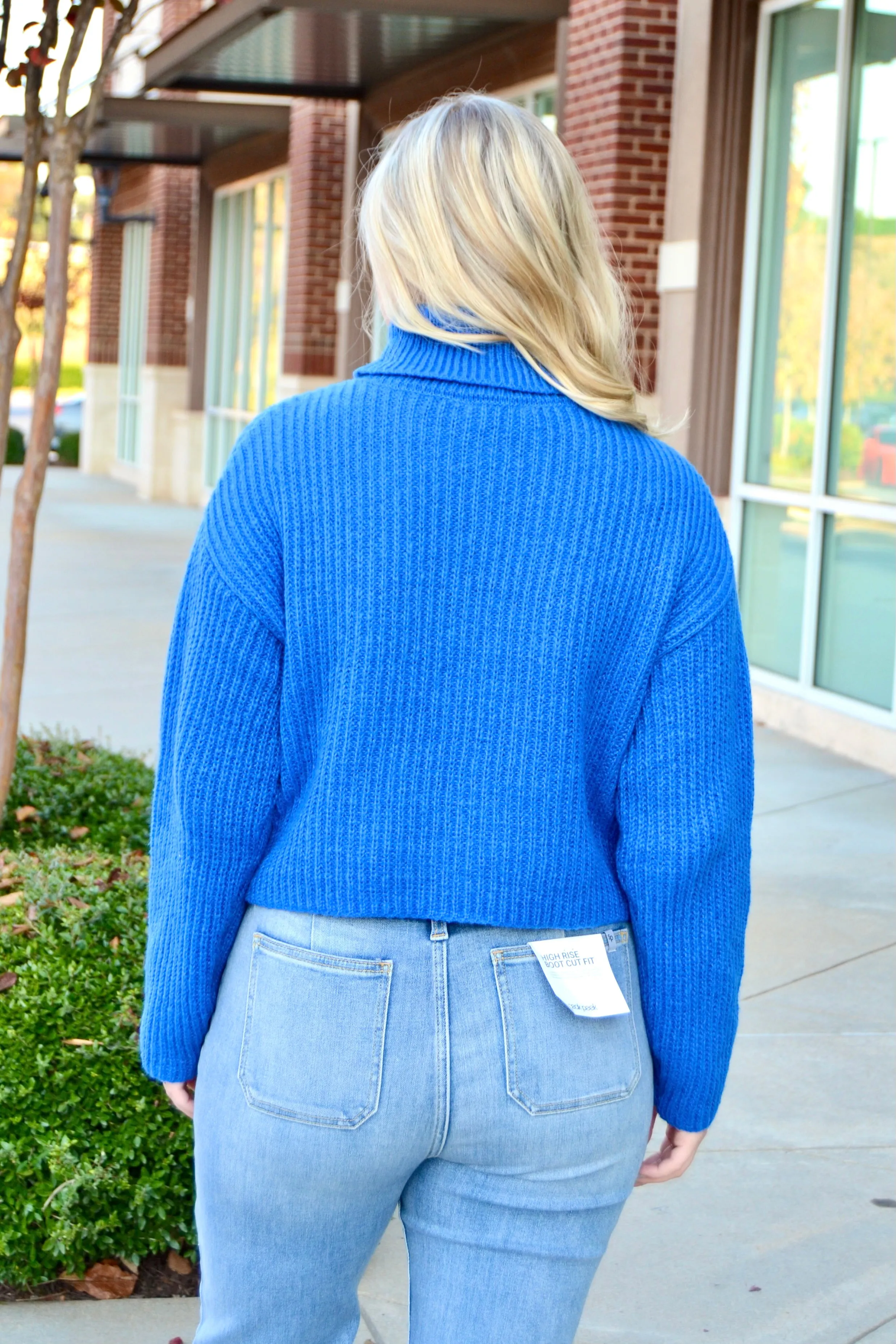 Colbalt chunky turtleneck sweater