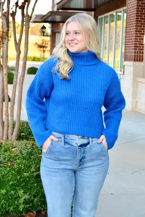 Colbalt chunky turtleneck sweater