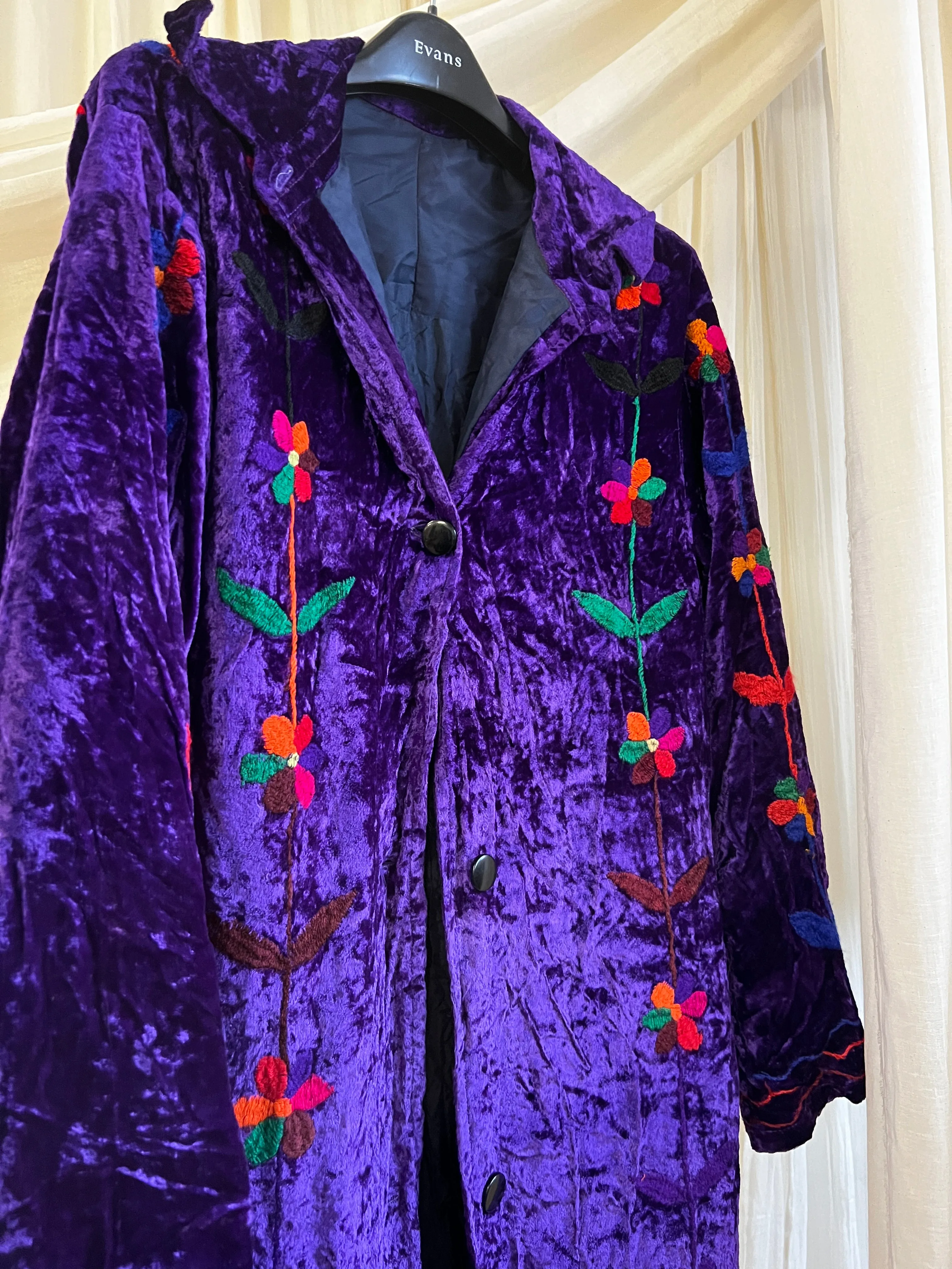 Crushed Velvet Floral Robe Coat