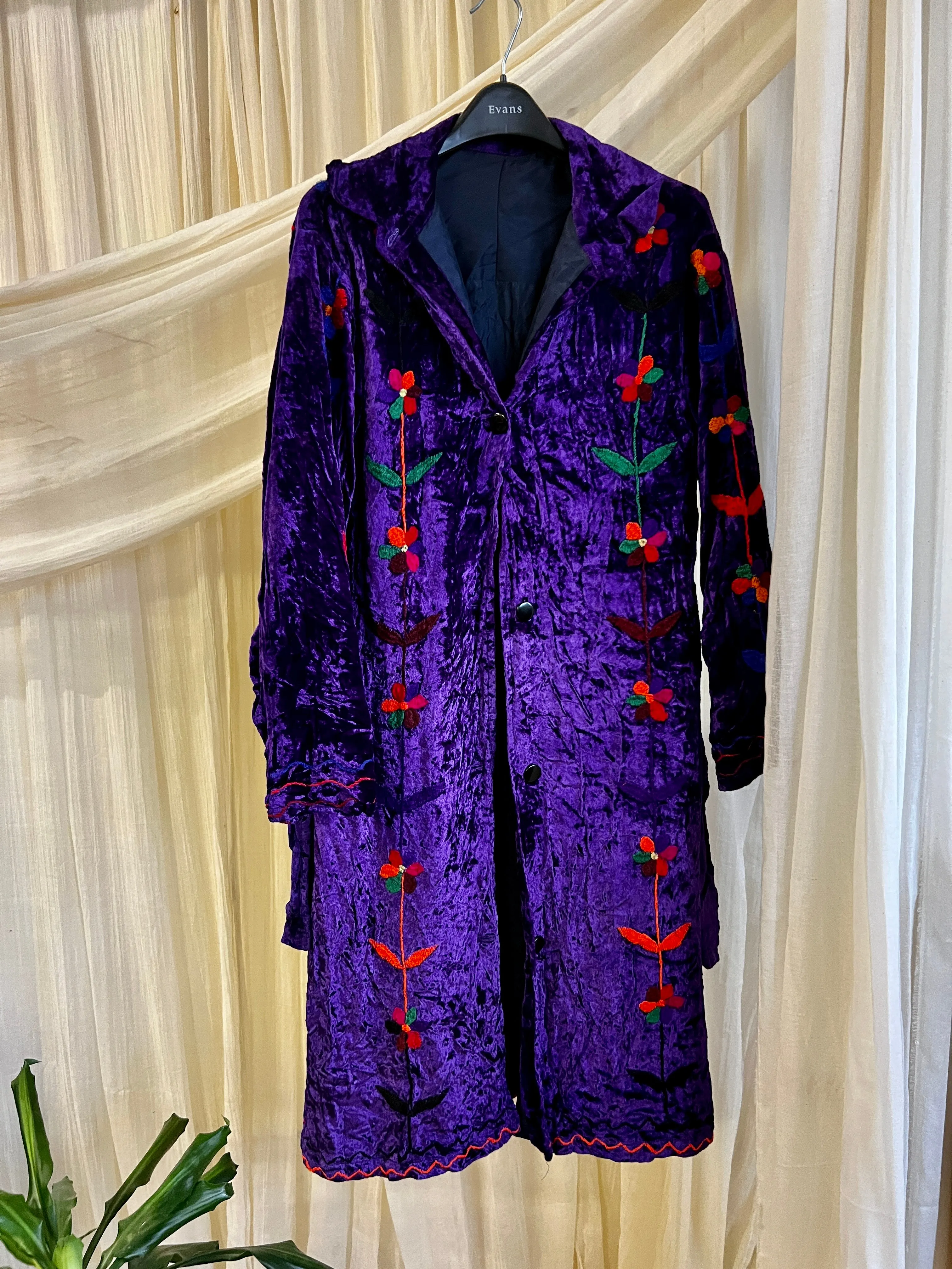 Crushed Velvet Floral Robe Coat