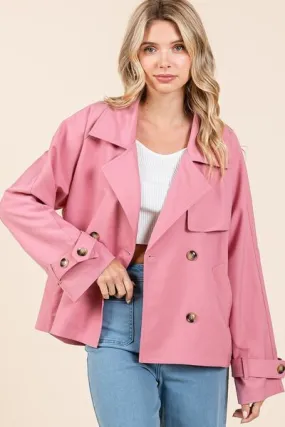 Double Breasted Long Sleeve Trench Coat Jacket