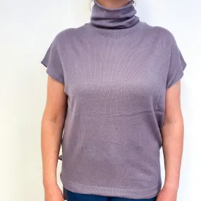 Dusky Purple Short Sleeve Cashmere Turtle Neck Jumper Large