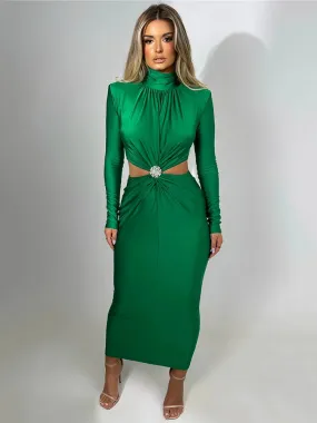 Elegant Sexy Turtleneck Long Sleeve Party Evening Dress