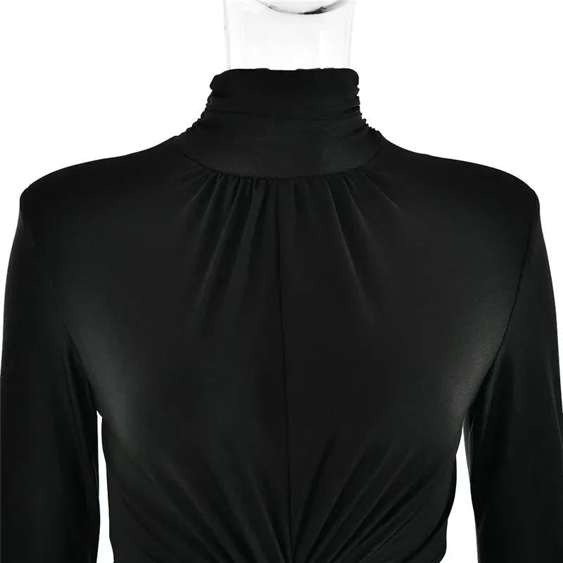 Elegant Sexy Turtleneck Long Sleeve Party Evening Dress