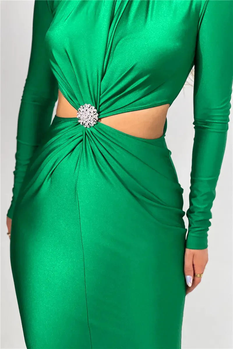 Elegant Sexy Turtleneck Long Sleeve Party Evening Dress