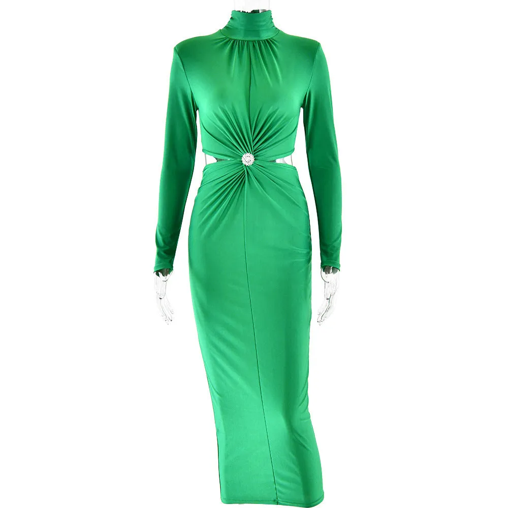 Elegant Sexy Turtleneck Long Sleeve Party Evening Dress