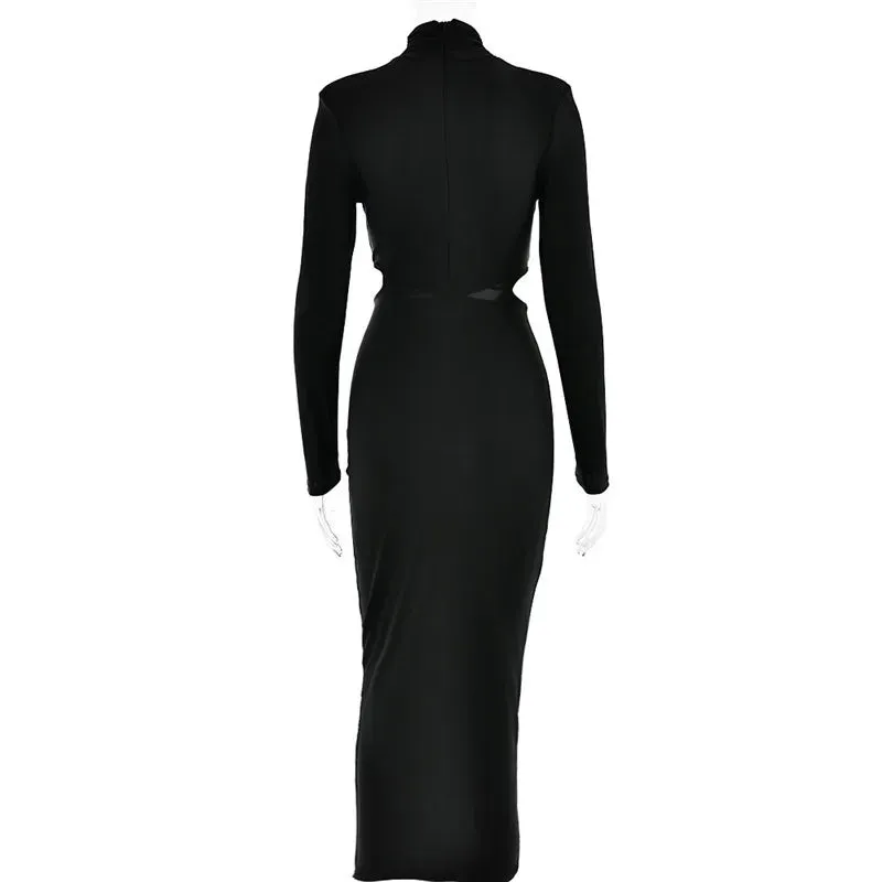Elegant Sexy Turtleneck Long Sleeve Party Evening Dress