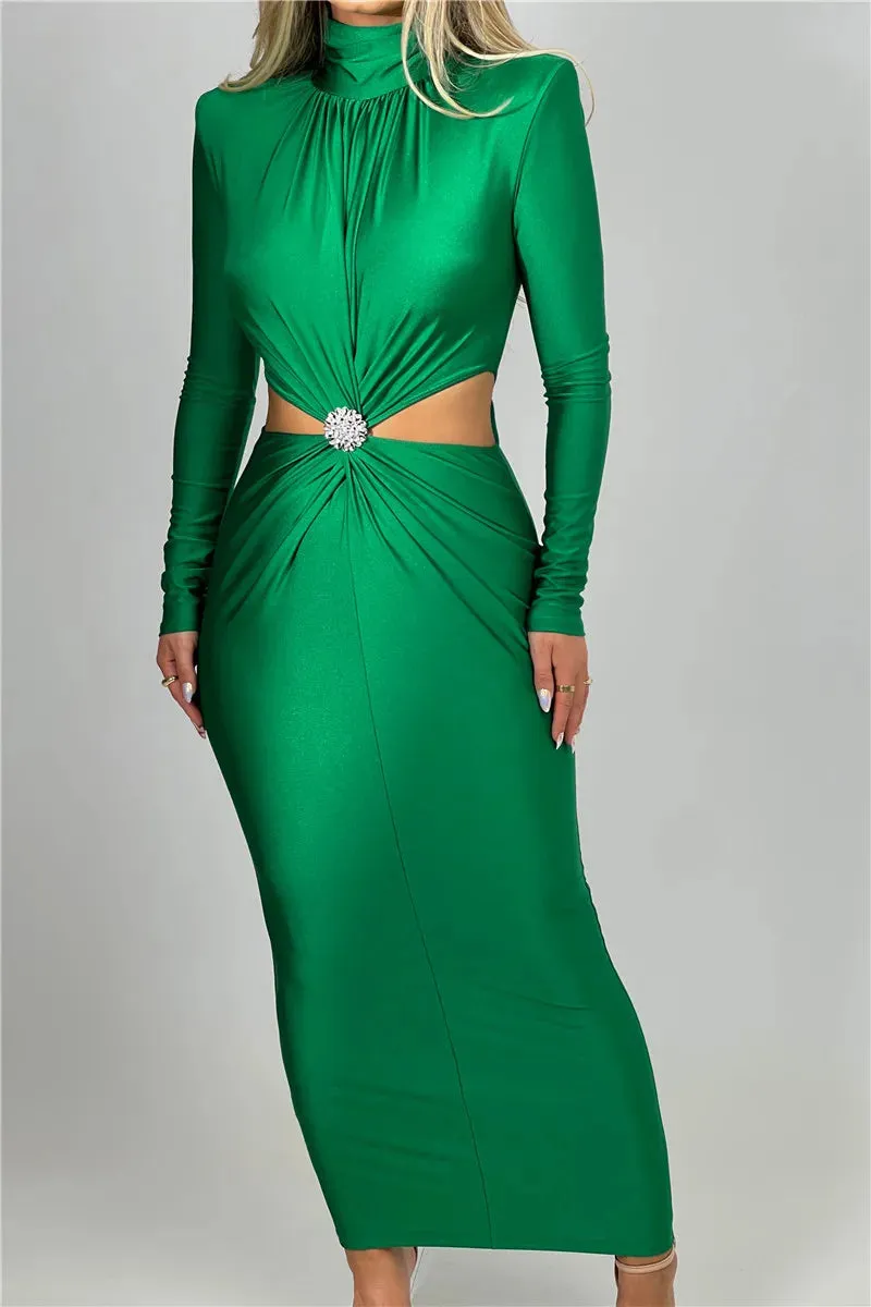 Elegant Sexy Turtleneck Long Sleeve Party Evening Dress