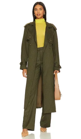 Favorite Daughter Charles Trench Coat in Dark Green