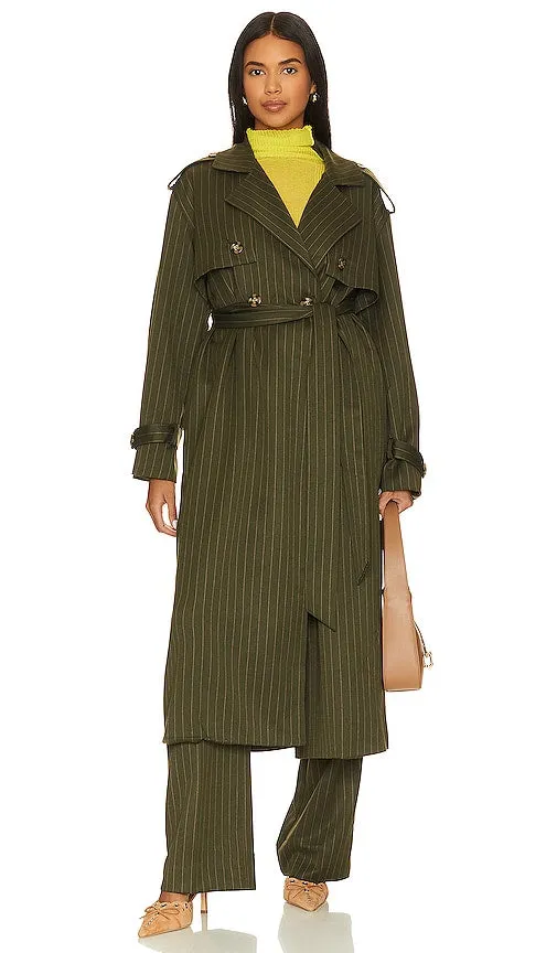 Favorite Daughter Charles Trench Coat in Dark Green