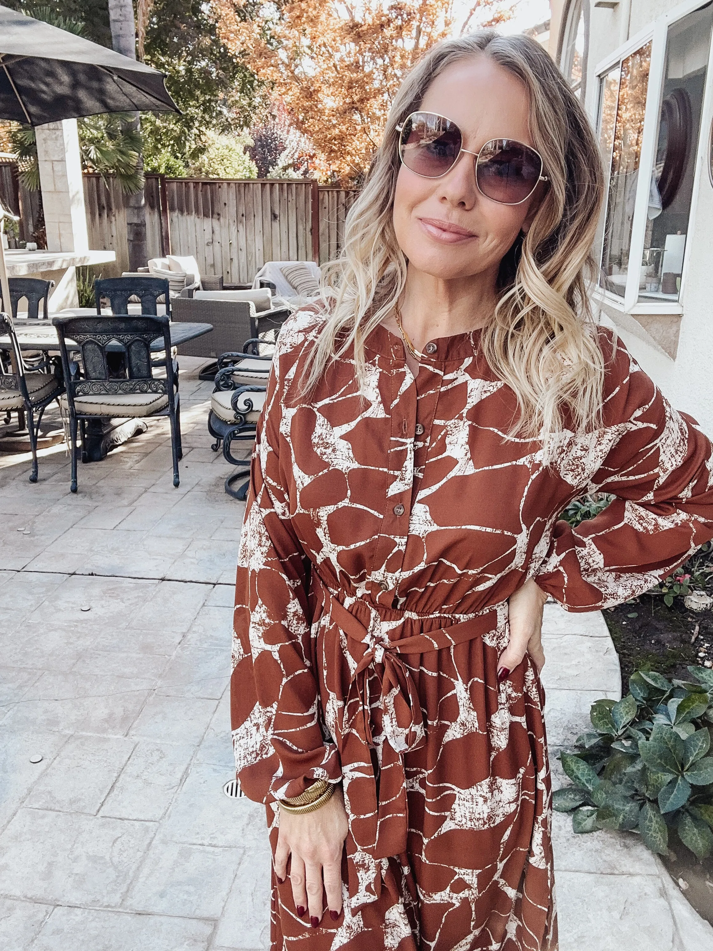 FINAL SALE Countless Compliments Brown Abstract Dress