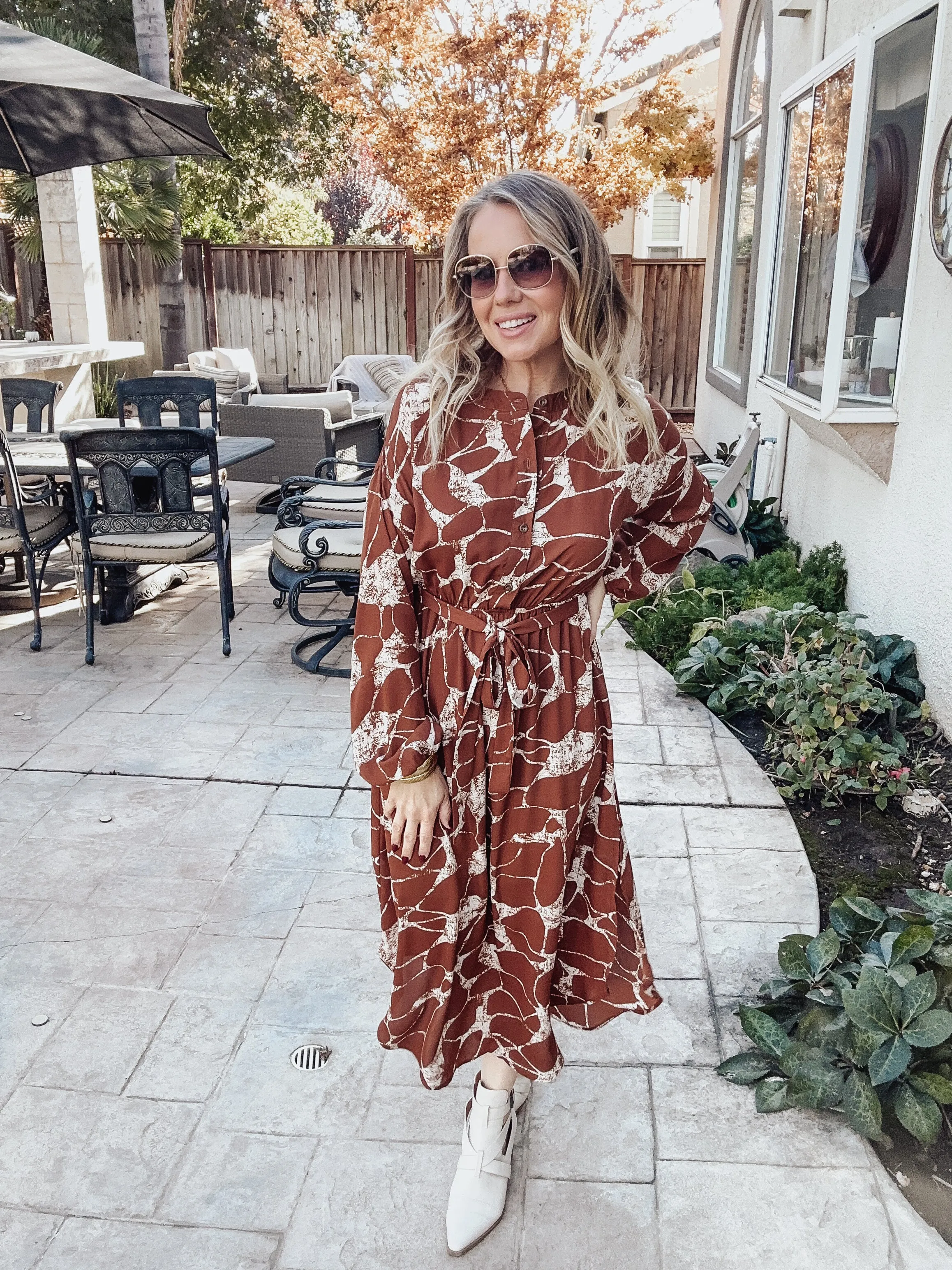 FINAL SALE Countless Compliments Brown Abstract Dress