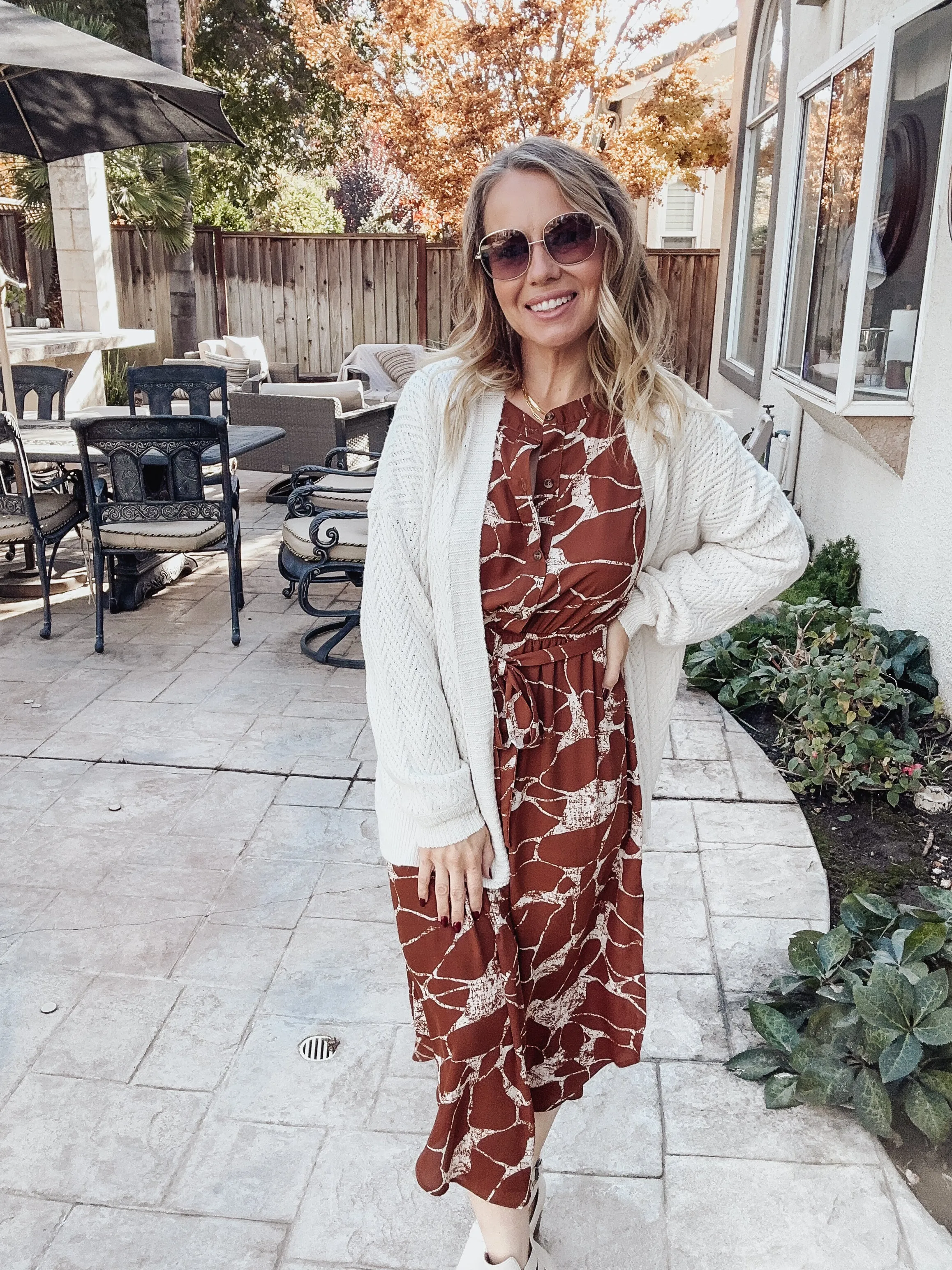 FINAL SALE Countless Compliments Brown Abstract Dress