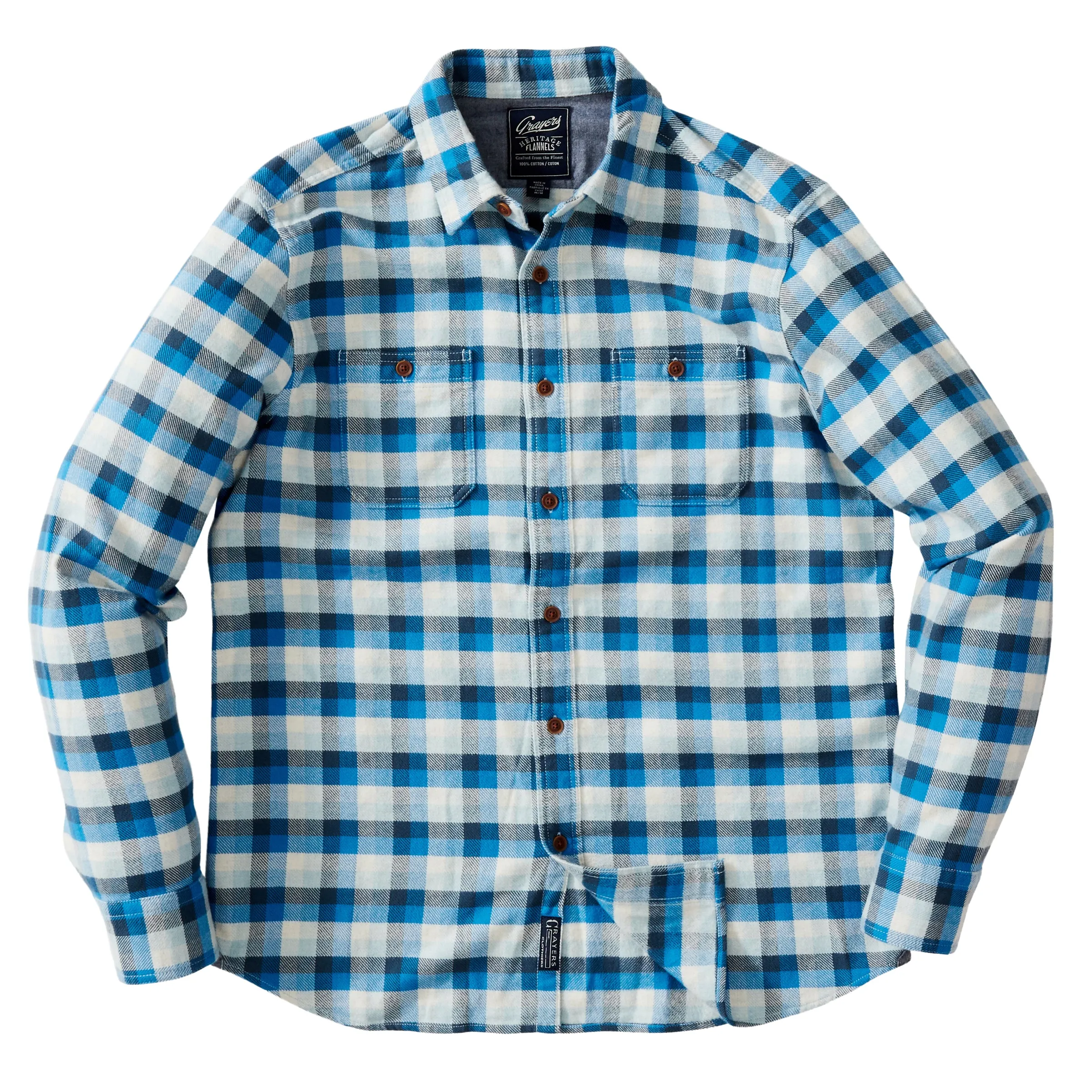 Gingham Heritage Flannel Shirt - Navy Blue Gray (Final Sale)*