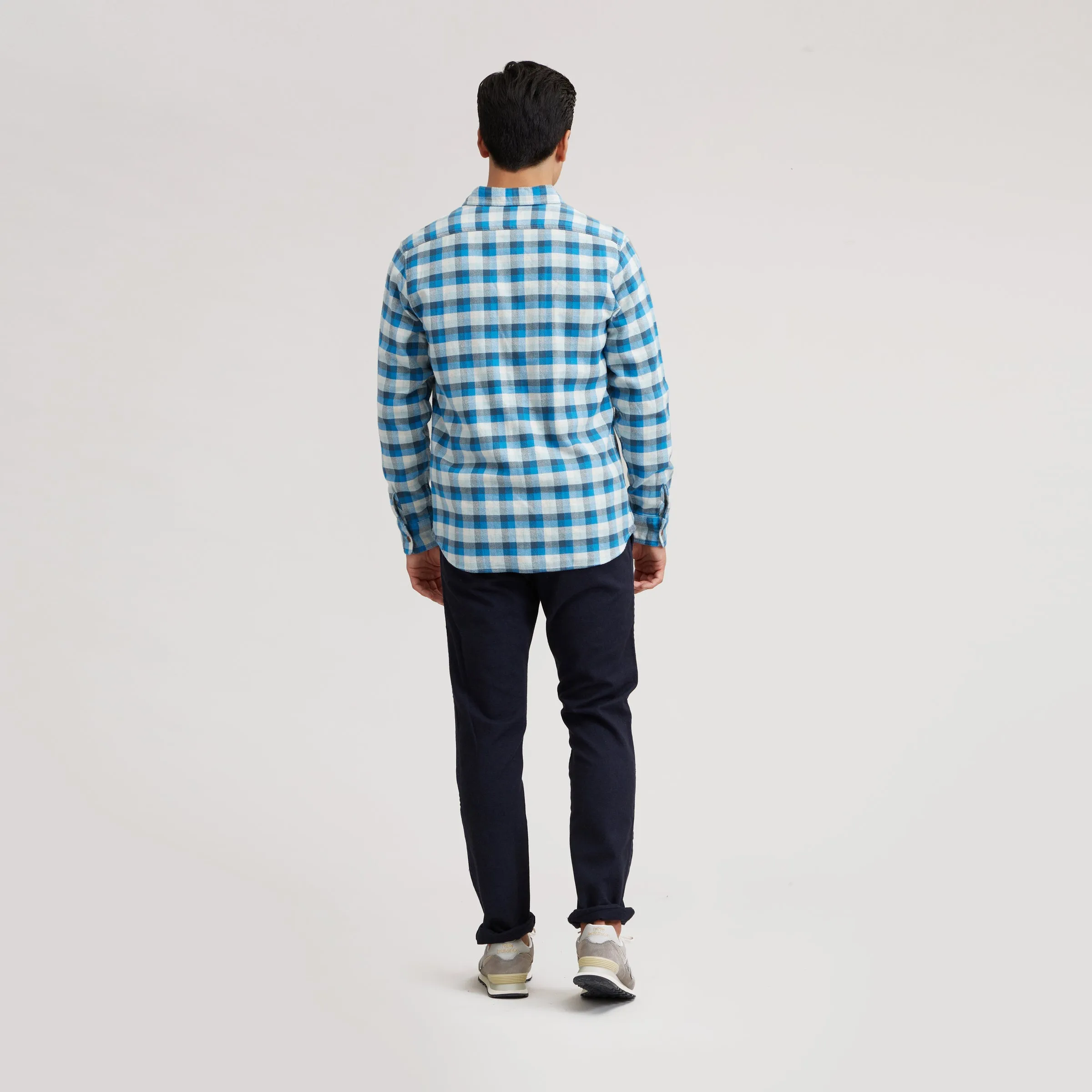 Gingham Heritage Flannel Shirt - Navy Blue Gray (Final Sale)*