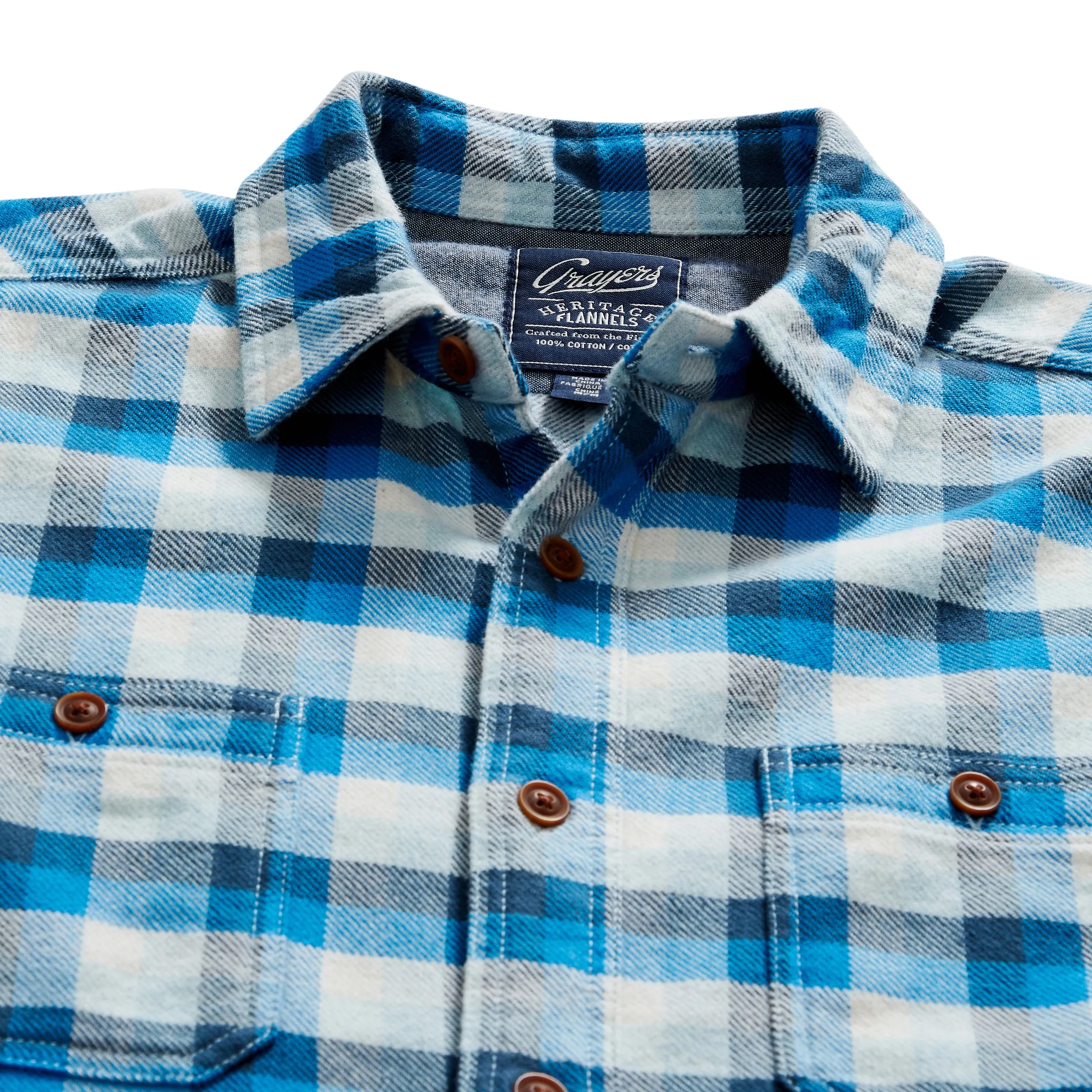 Gingham Heritage Flannel Shirt - Navy Blue Gray (Final Sale)*