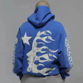 Hellstar Hoodie Vintage Distressed Graffiti Printing Casual Loose