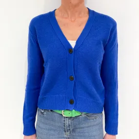 Jigsaw Cobalt Blue Cashmere V-Neck Cropped Cardigan Small