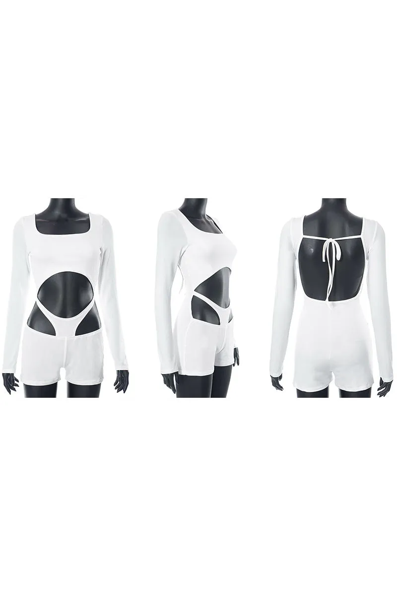 L0390 Open Back Long Sleeve Rompers