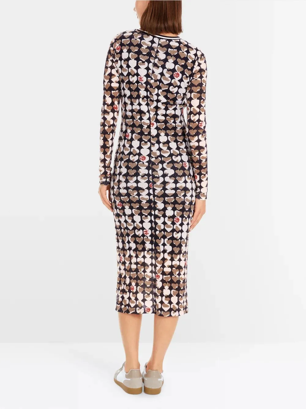 Marc Cain Navy Slim midi dress with all-over print