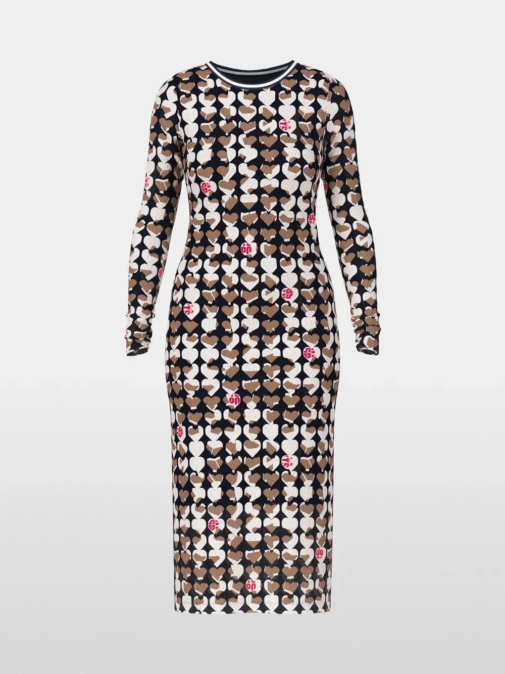 Marc Cain Navy Slim midi dress with all-over print
