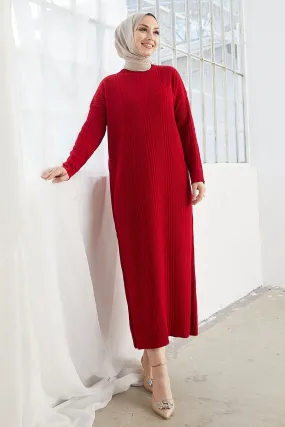 MDS Women Arissa Fisherman Collar Long Knit Dress - Red - Neuwied