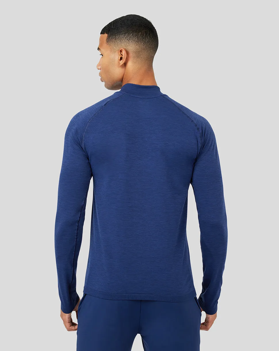 Men's Peacoat Seamless Protek 1/4 Zip - Seamless Training Top for Men, Gym Performance Layer