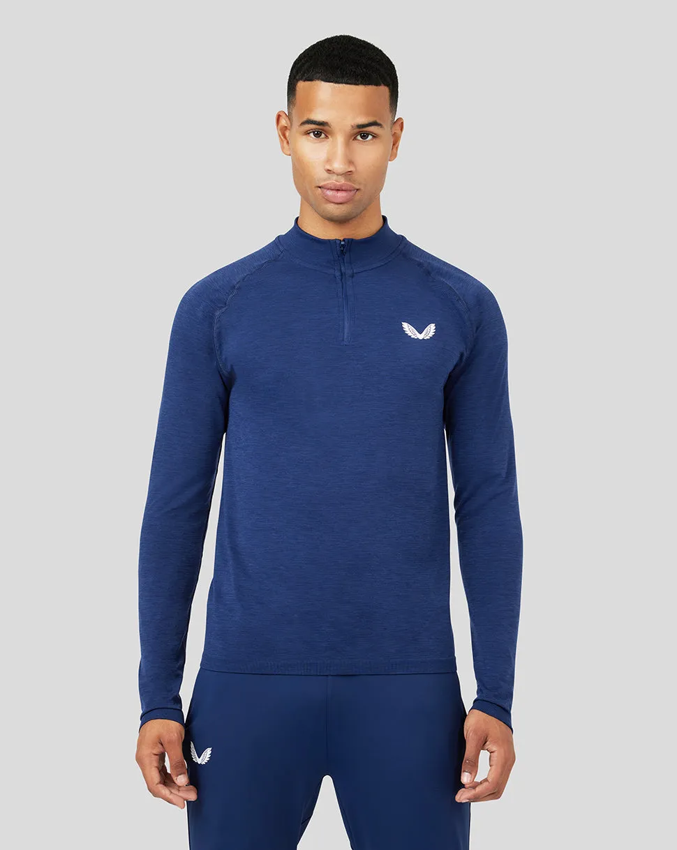 Men's Peacoat Seamless Protek 1/4 Zip - Seamless Training Top for Men, Gym Performance Layer