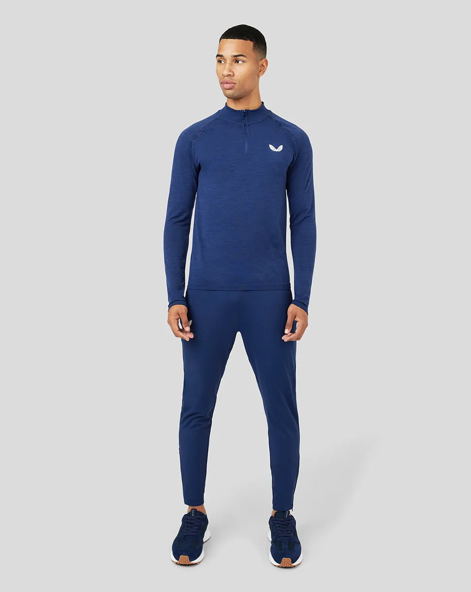 Men's Peacoat Seamless Protek 1/4 Zip - Seamless Training Top for Men, Gym Performance Layer