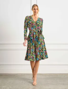 Meredith 'Blooming Beauty Green'  Knee Length dress with Peplum FINAL SALE