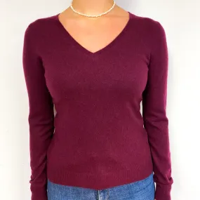 Mulberry Purple Cashmere V-Neck Jumper Small