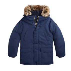 Navy Faux Fur Trim Parka