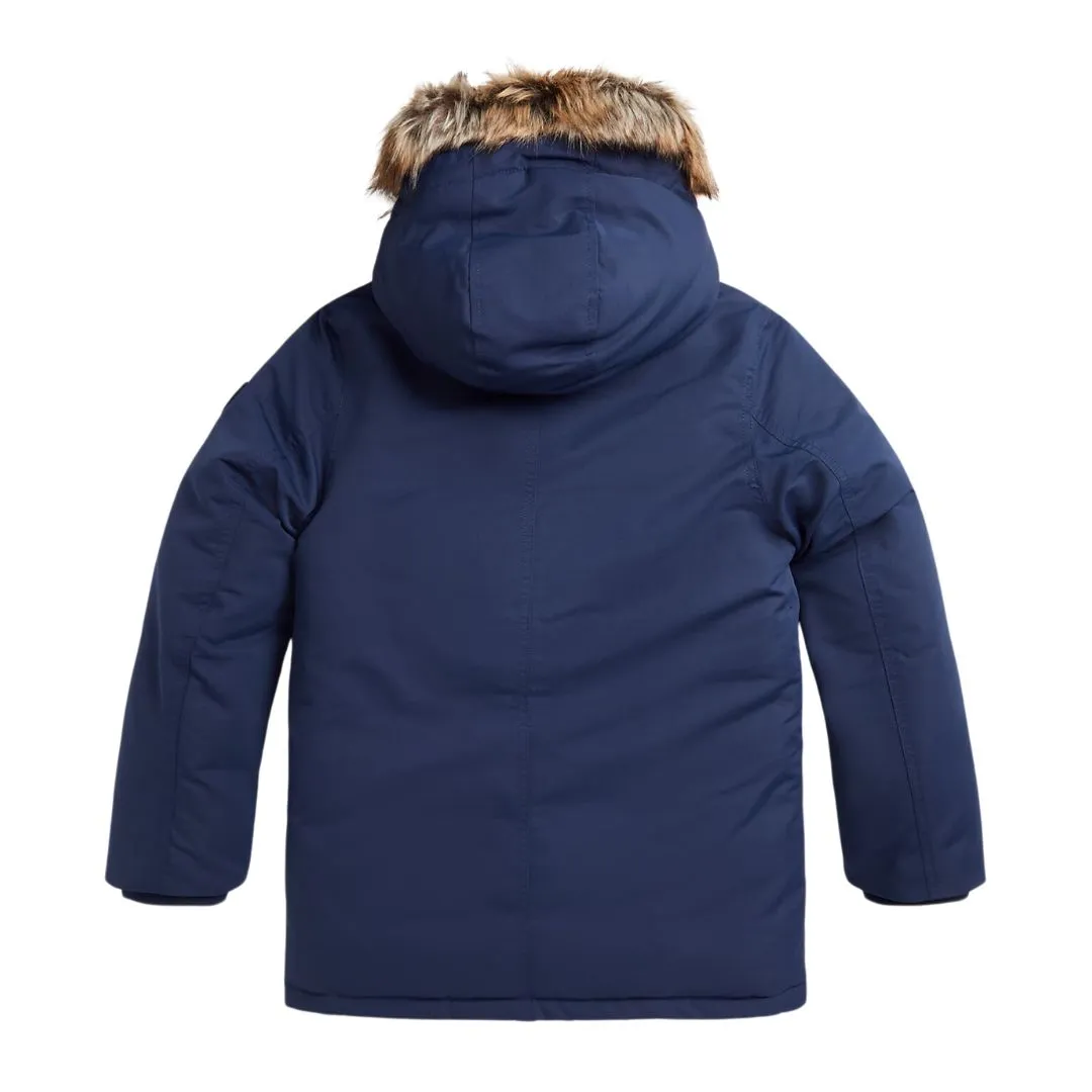Navy Faux Fur Trim Parka