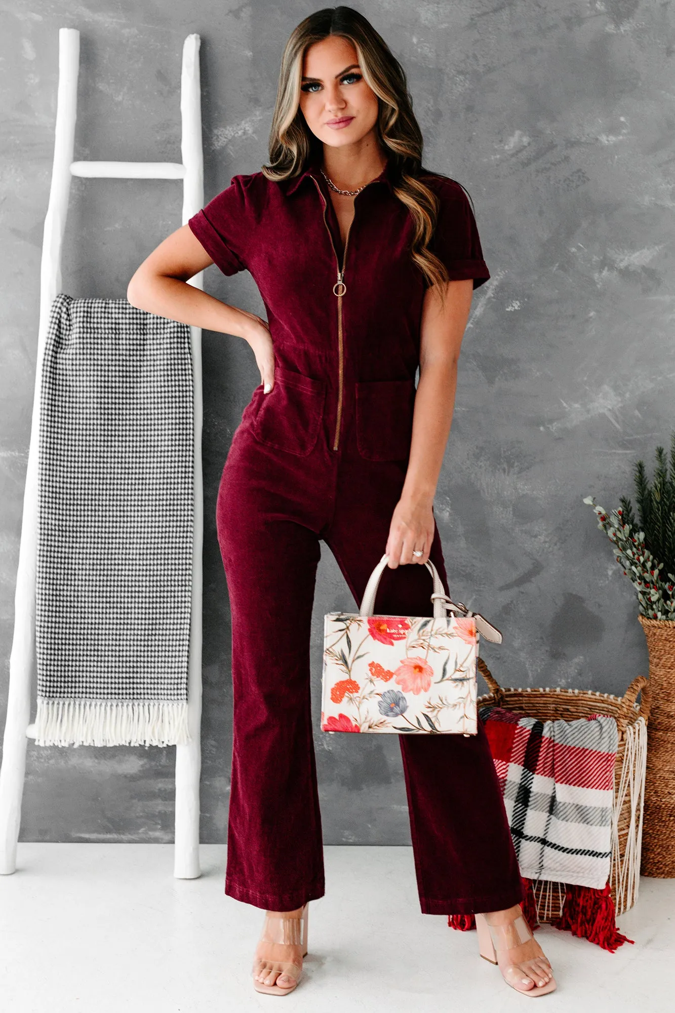Out Of Sight Corduroy Jumpsuit (Plum)