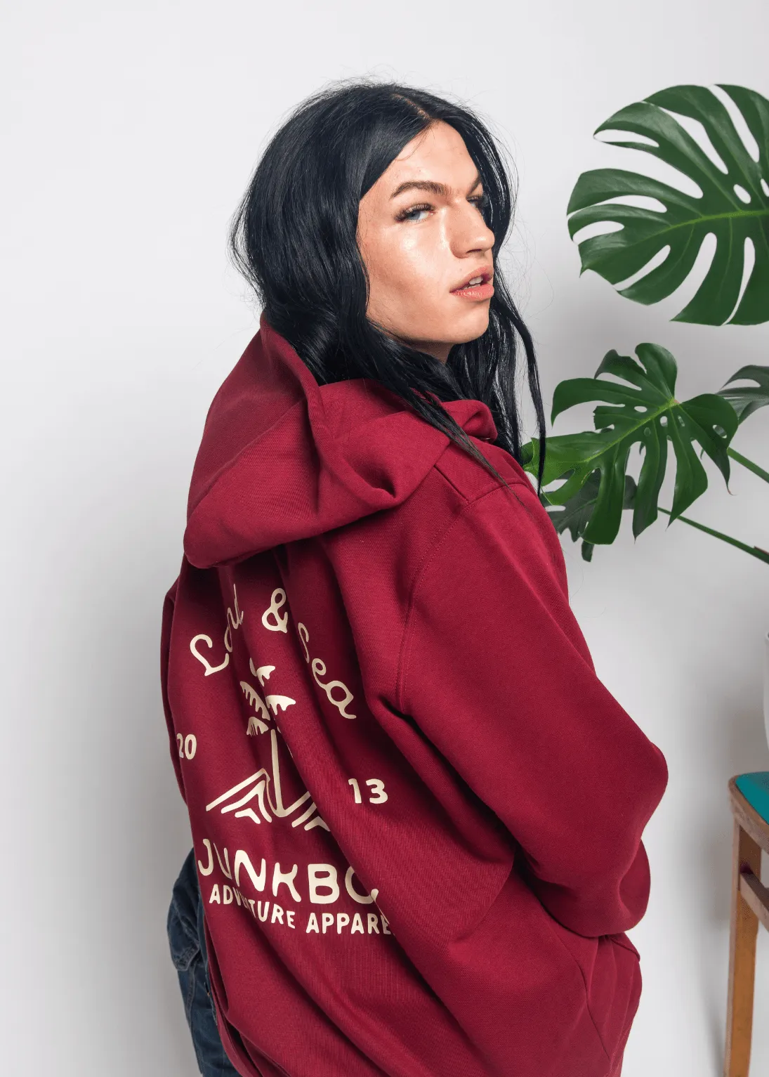 Palm Burgundy Organic Zip Hoodie