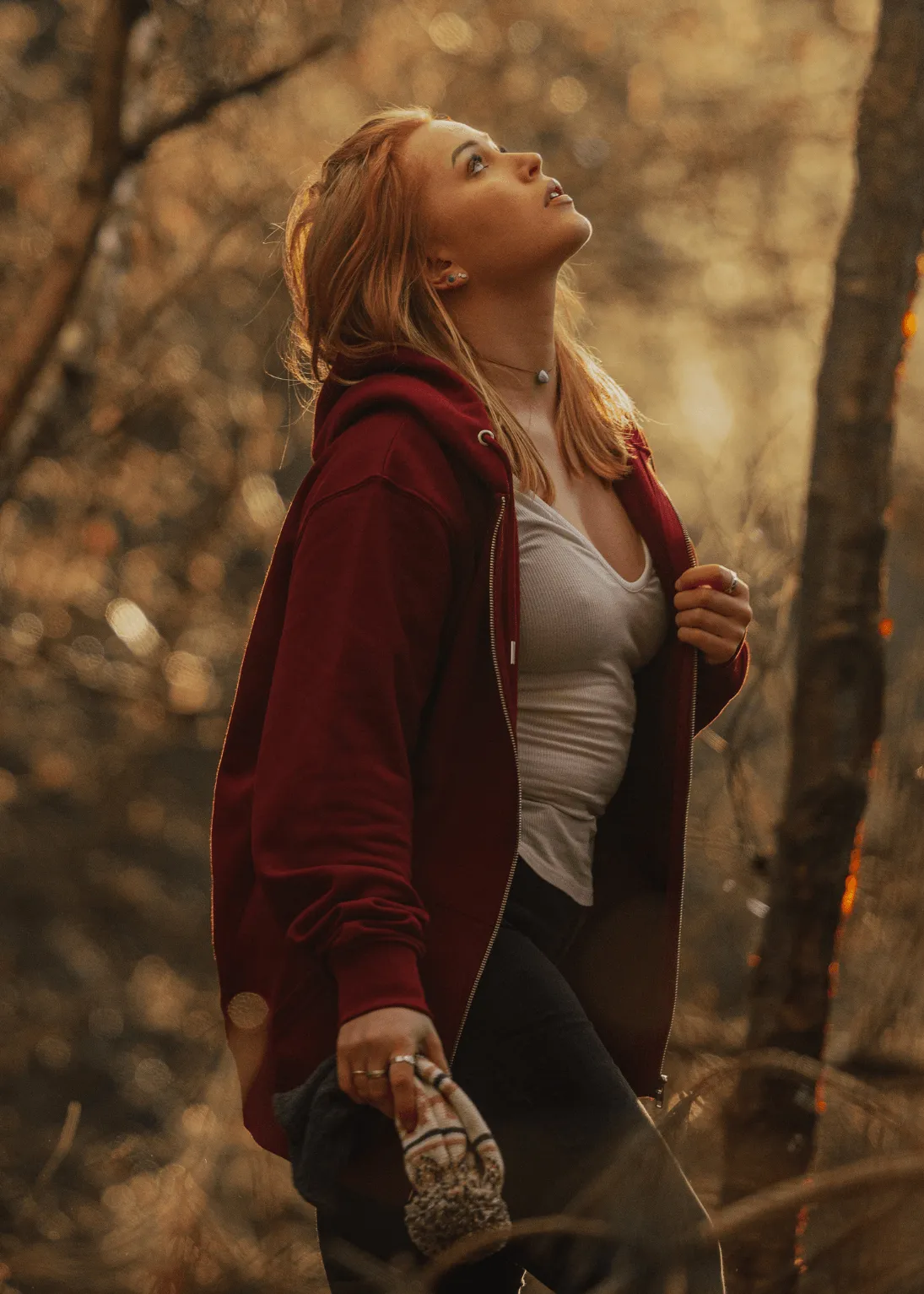 Palm Burgundy Organic Zip Hoodie