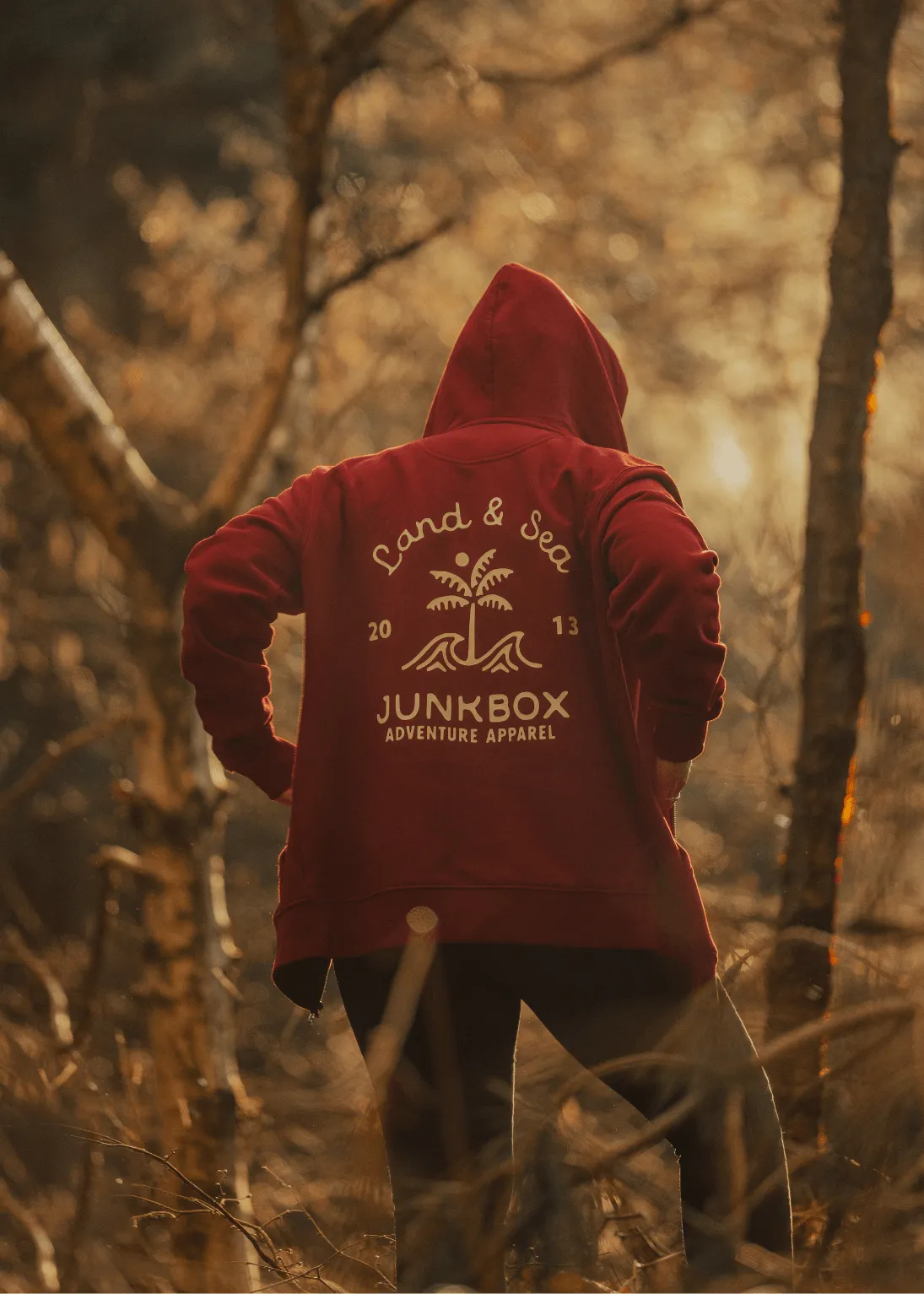 Palm Burgundy Organic Zip Hoodie