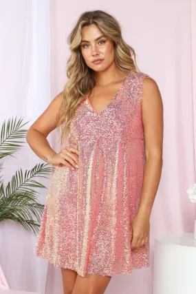 Peach/Pink Sequin Dress