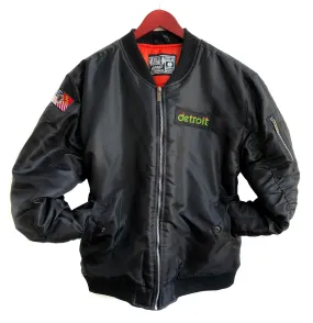 Peak Detroit Patch Black Satin MA-1 Flight Jacket