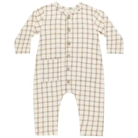 Pocketed Woven Jumpsuit in Cinnamon Plaid by Quincy Mae