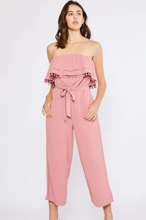 Pom Pom Trim Rose Jumpsuit
