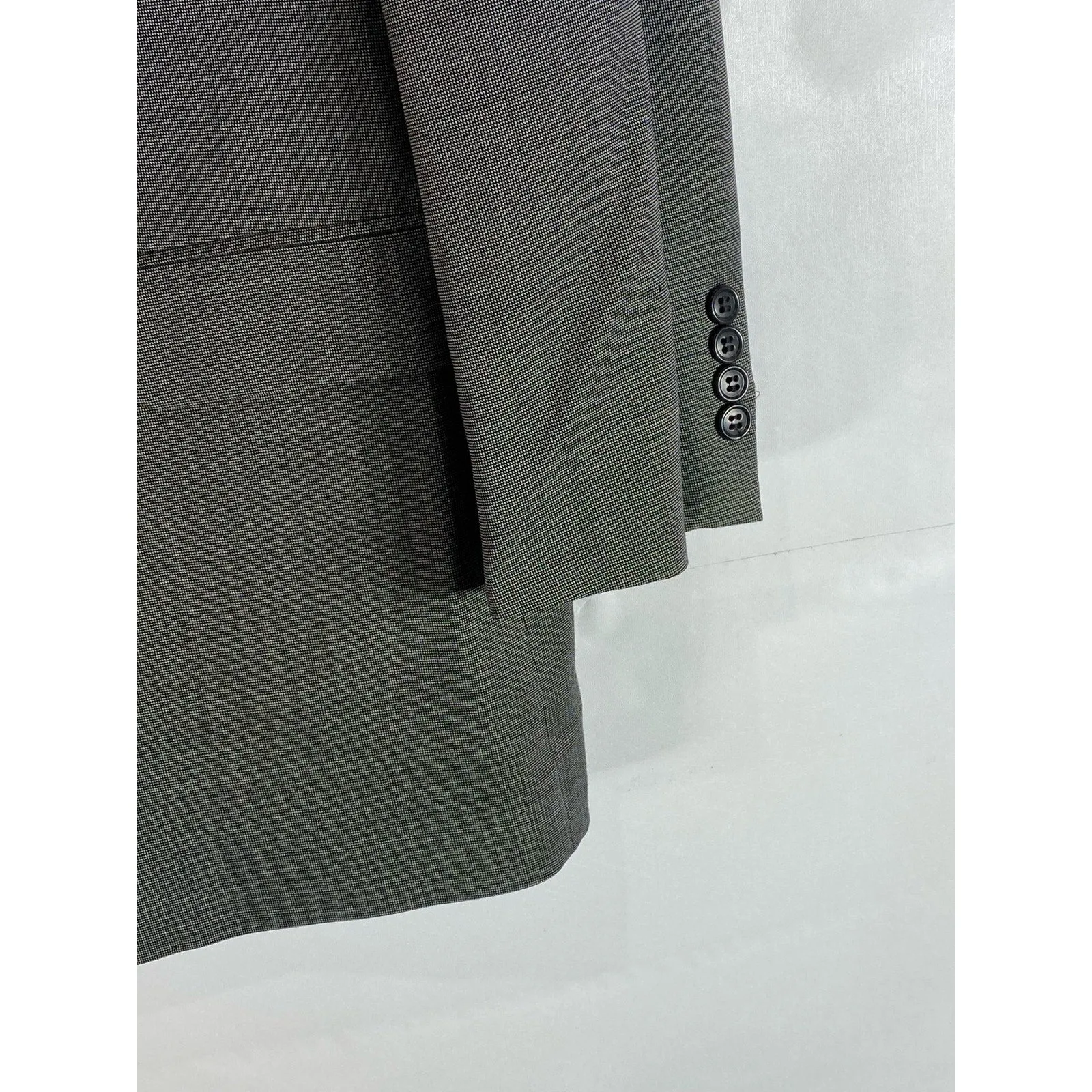 PRONTO UOMO Men's Charcoal Printed Wool Three-Button Notch Lapel Blazer SZ 44R