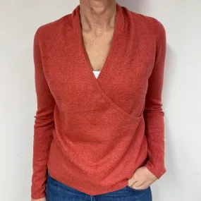 Red Cashmere Crossover V-Neck Jumper Medium