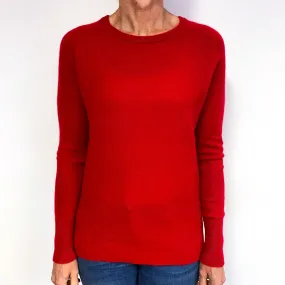 Red Split Hem Cashmere Crew Neck Jumper Medium