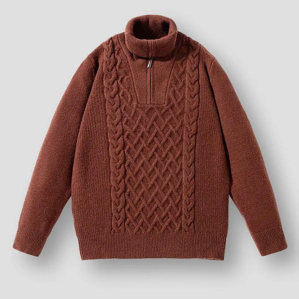 Saint Martin Oxnard Vintage Vibes Zip-Up Turtleneck Sweater